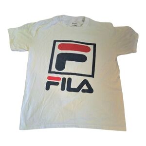 Fila White Tee with Red and Navy Logo